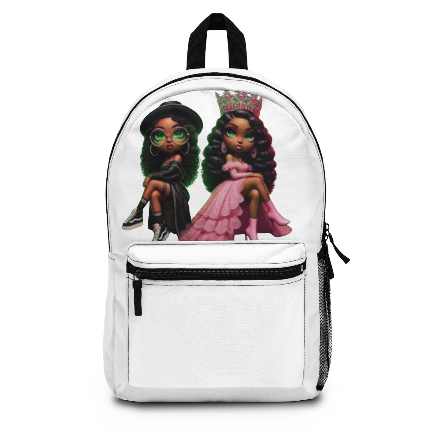 Cute Black Girl Duo Backpack — Afro Princess & Glasses Girl School Bag