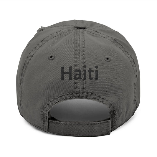 Distressed Embroidered Dad Hat — Fist Bump Design with 'Haiti' Back