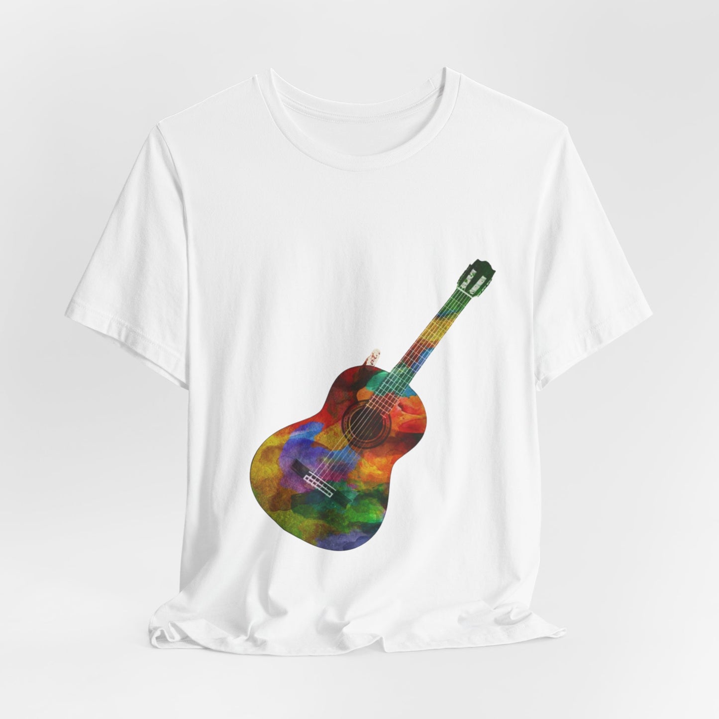 Colorful Watercolor Guitar T-Shirt | Acoustic Guitar Tee, Music Instrument Art