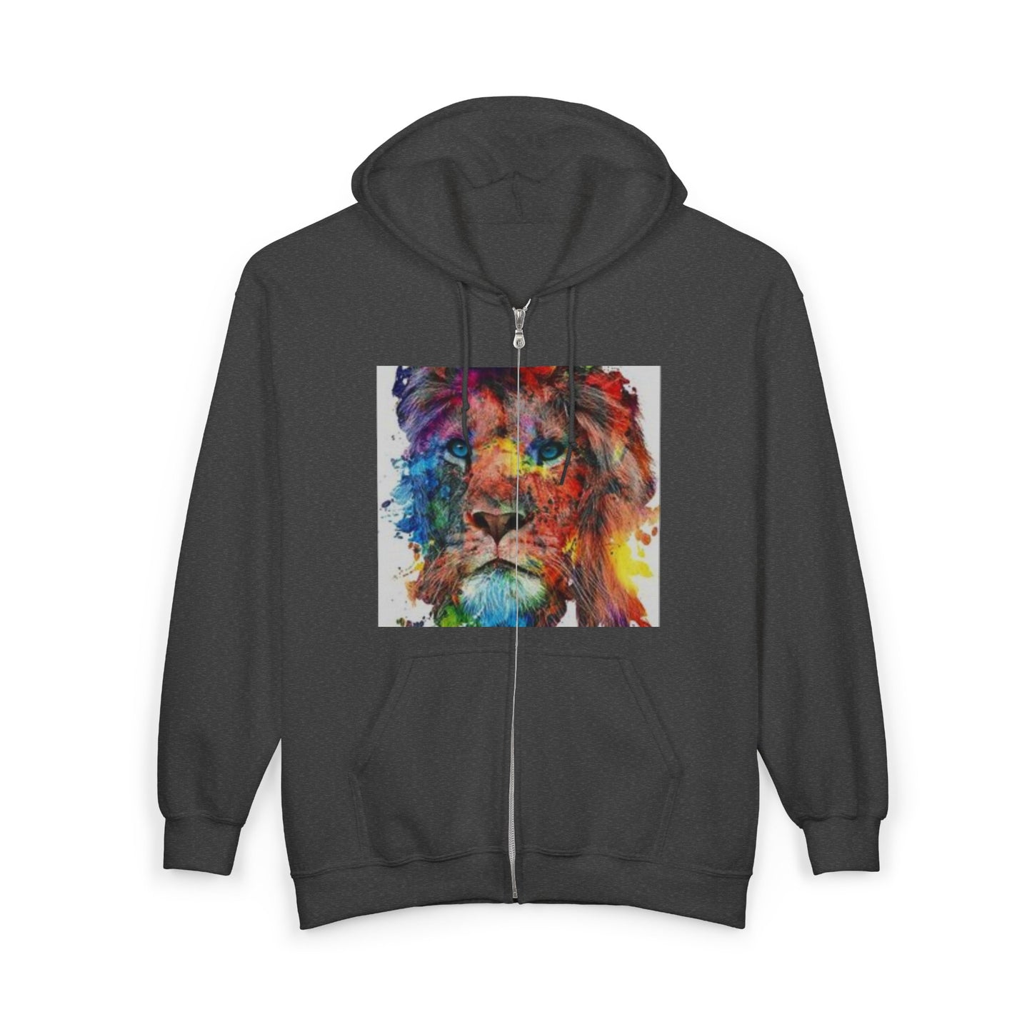Colorful Watercolor Lion Zip Hoodie