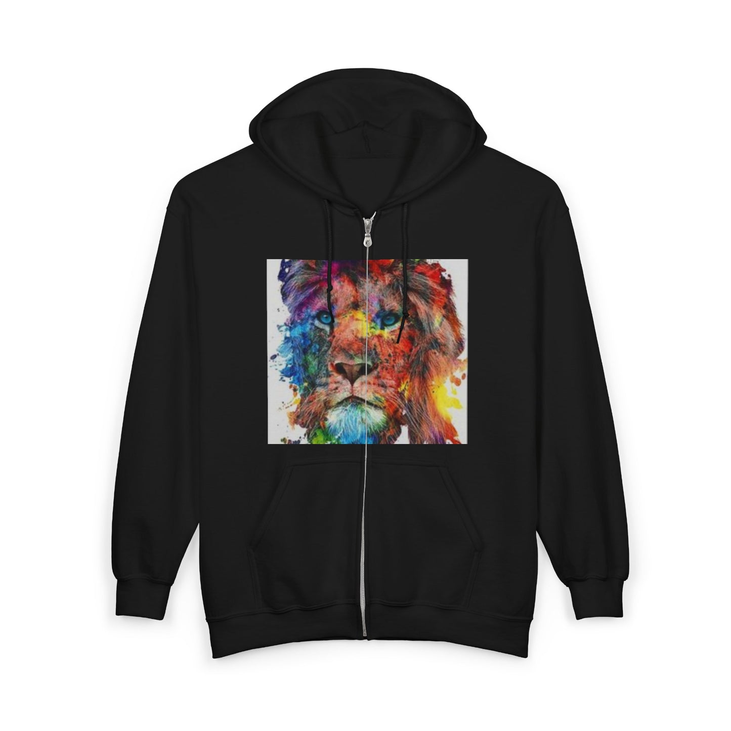 Colorful Watercolor Lion Zip Hoodie