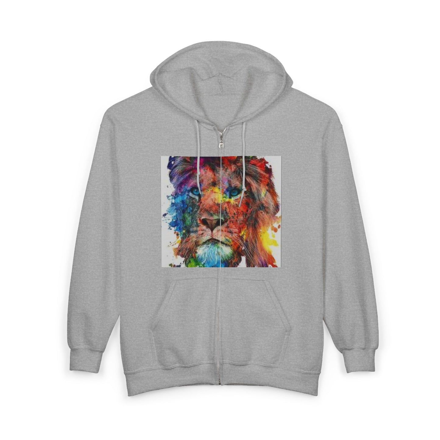 Colorful Watercolor Lion Zip Hoodie