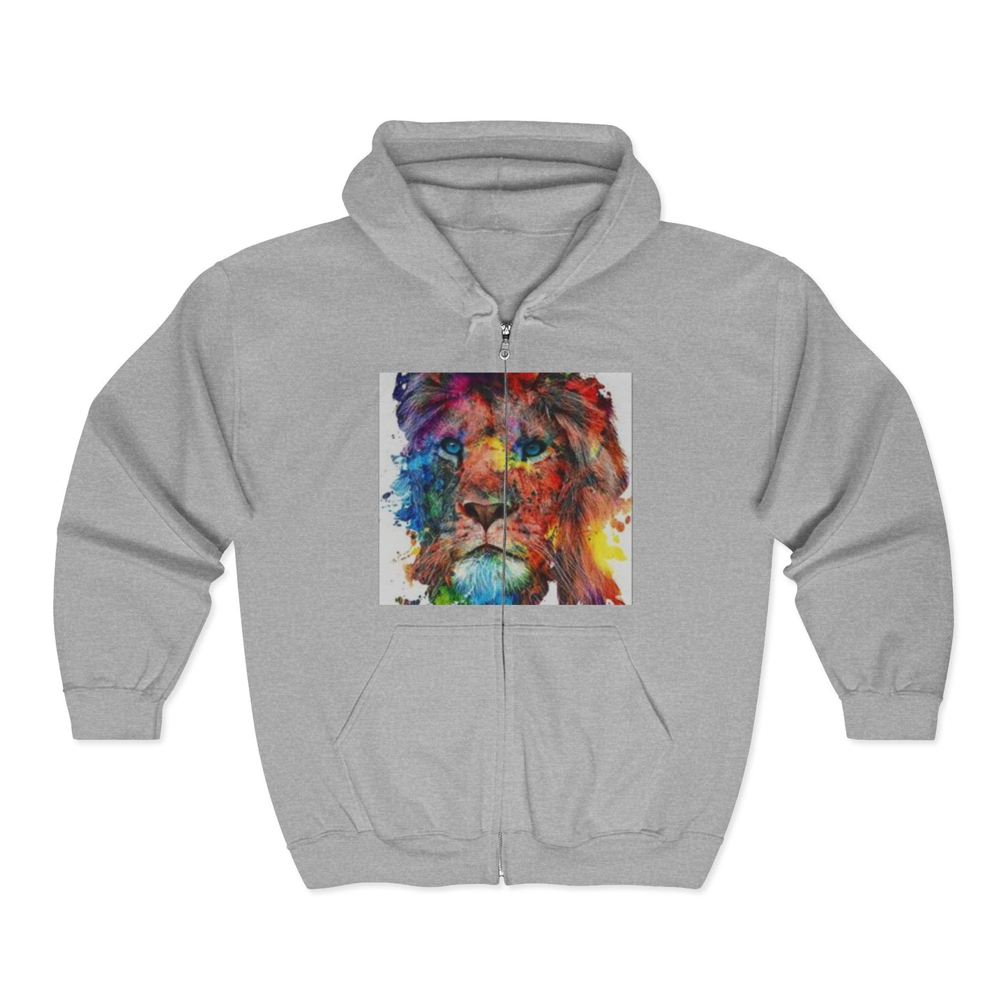 Colorful Watercolor Lion Zip Hoodie