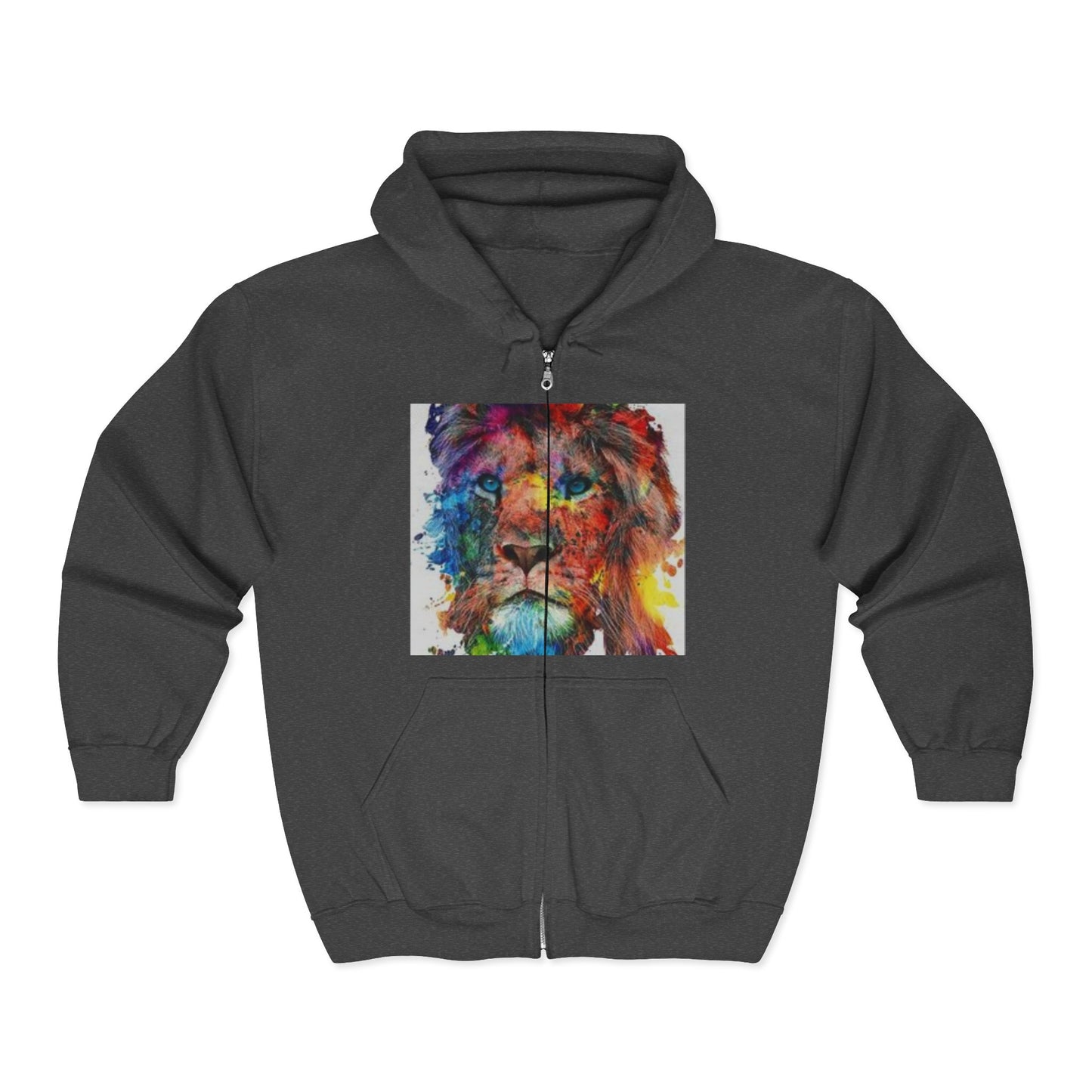 Colorful Watercolor Lion Zip Hoodie