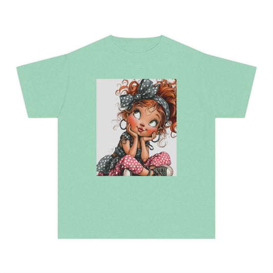 Cute Redhead Girl Graphic Youth Tee — Playful Cartoon Kid’s T‑Shirt