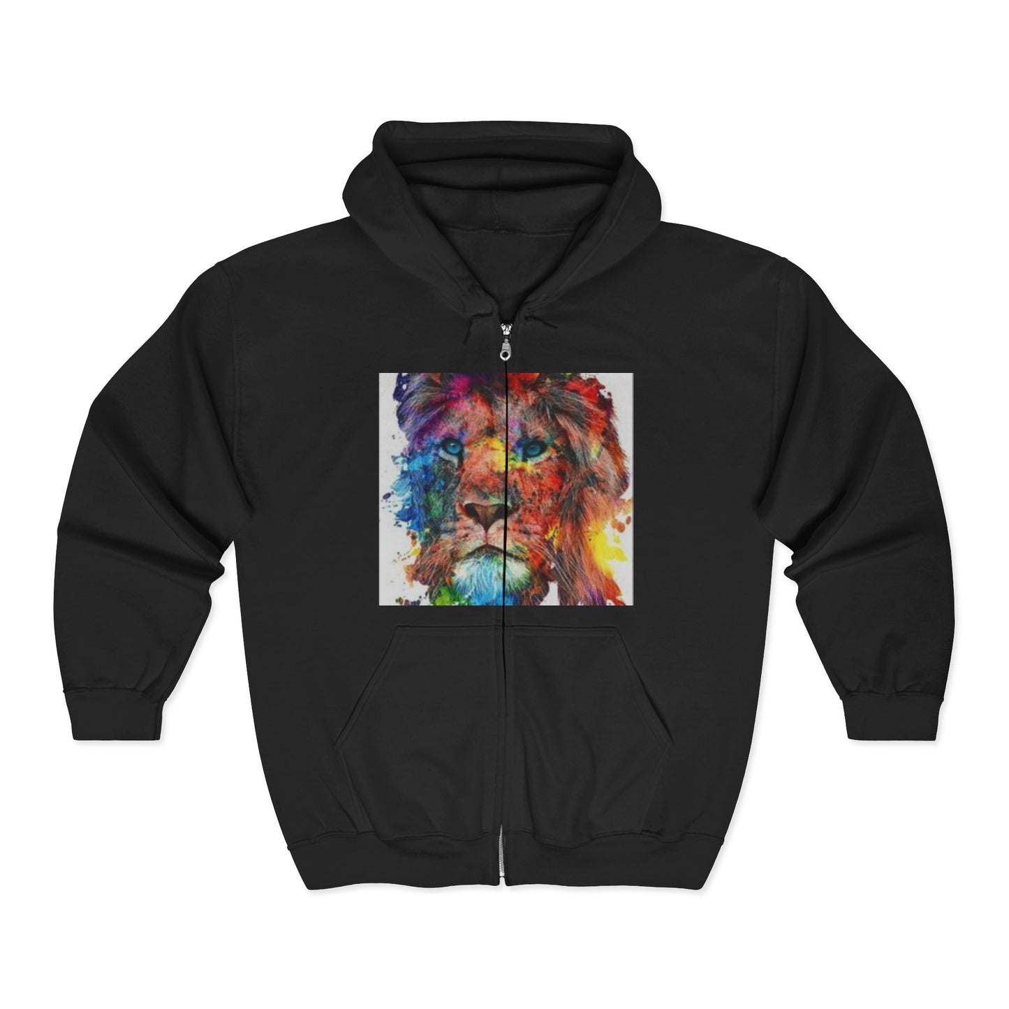 Colorful Watercolor Lion Zip Hoodie