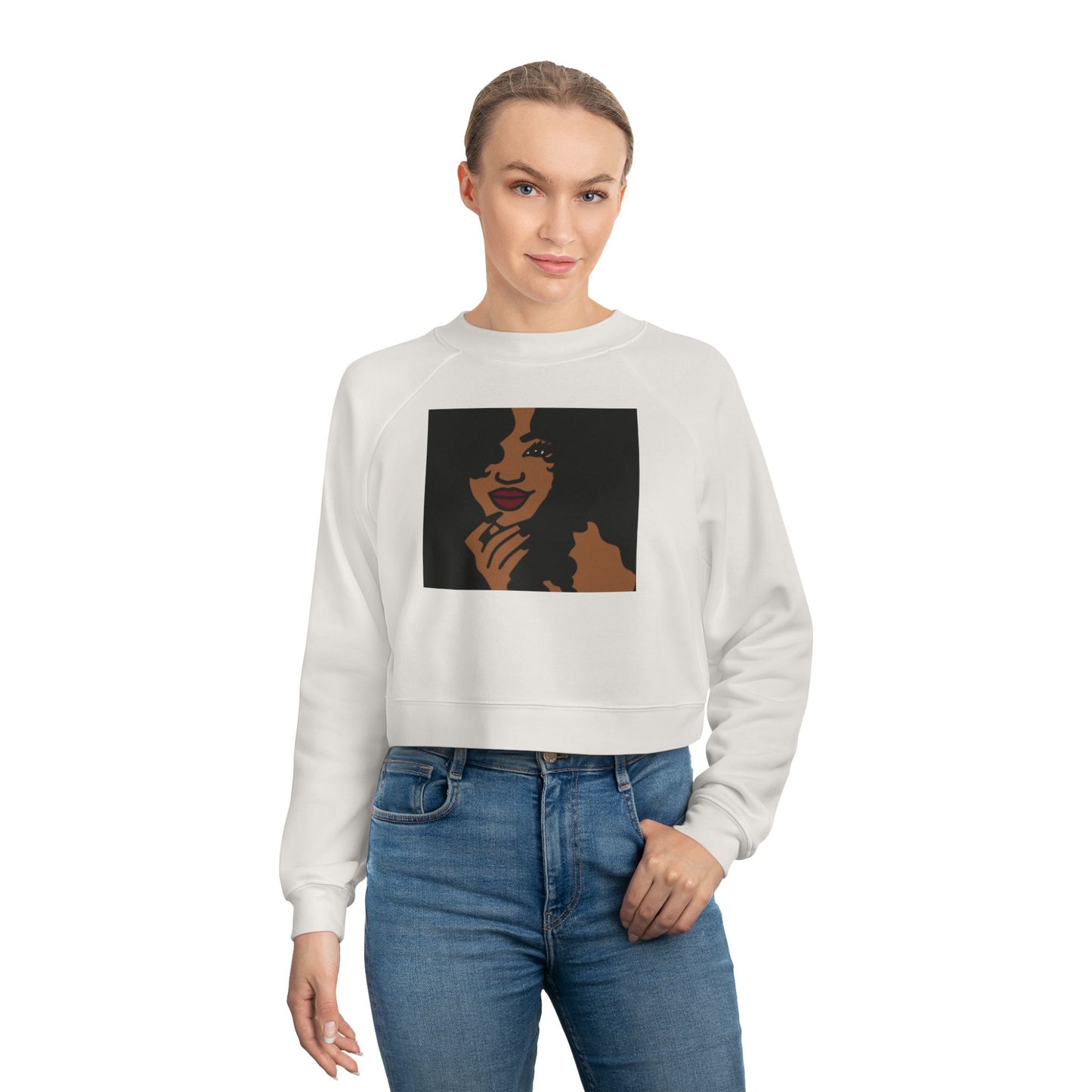 Cropped Pullover — Retro Afro Woman Graphic Crop Sweatshirt